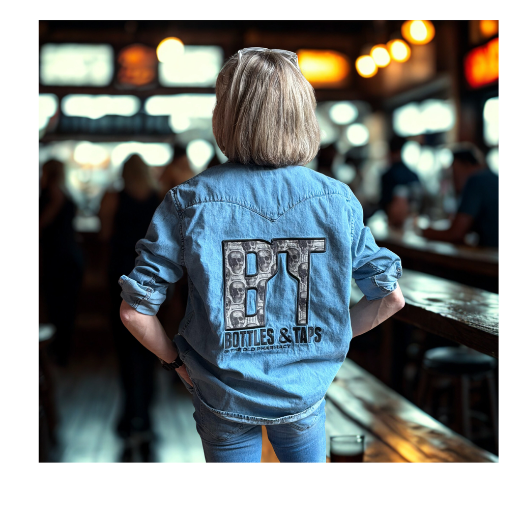 Bottles & Taps Pearl Snap Shacket — The Western Pour Edition