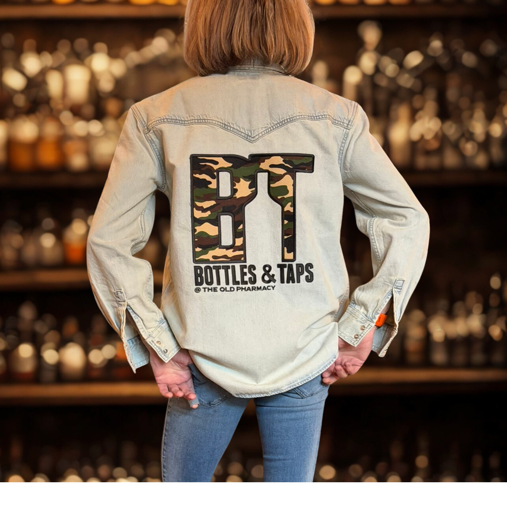 Bottles & Taps Pearl Snap Shacket — The Western Pour Edition